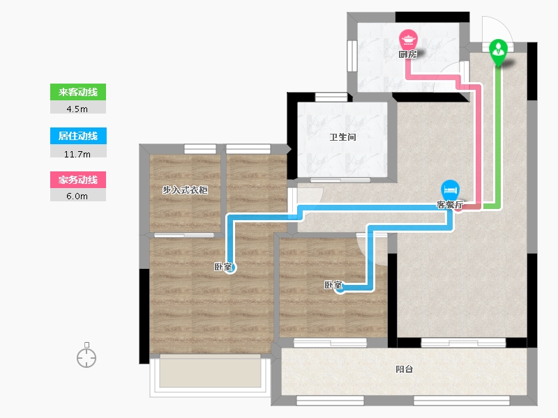 浙江省-杭州市-天都城沁源公寓-65.10-户型库-动静线