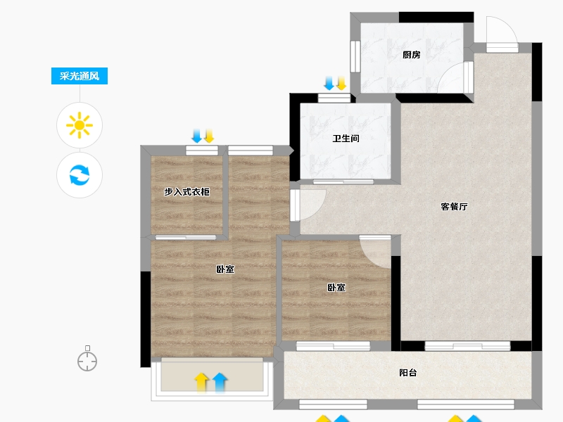 浙江省-杭州市-天都城沁源公寓-65.10-户型库-采光通风