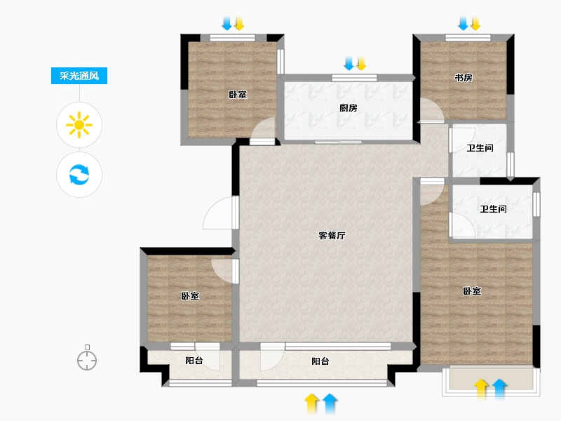 山东省-烟台市-龙湖春江悦茗-114.00-户型库-采光通风