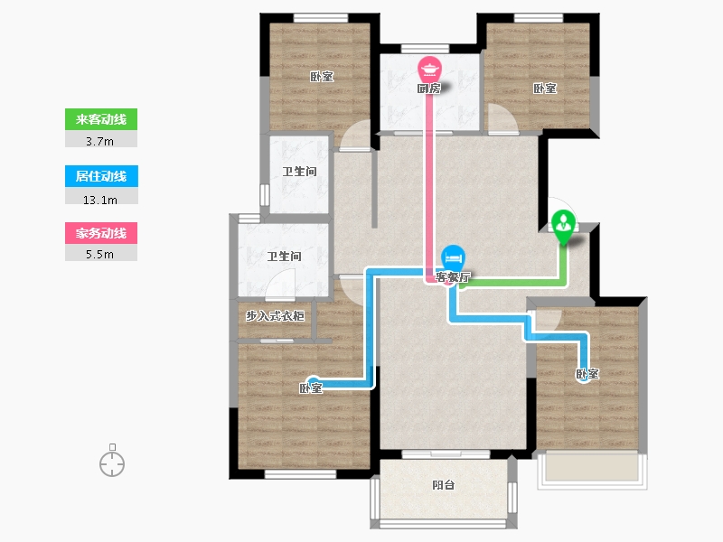 山东省-烟台市-中冶沁海云墅-108.00-户型库-动静线