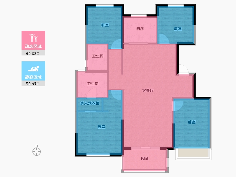 山东省-烟台市-中冶沁海云墅-108.00-户型库-动静分区