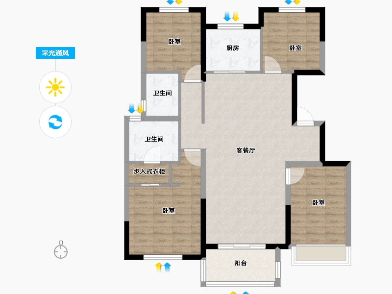 山东省-烟台市-中冶沁海云墅-108.00-户型库-采光通风