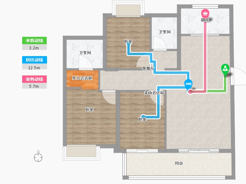 福建省-龙岩市-融创观樾台-102.26-户型库-动静线