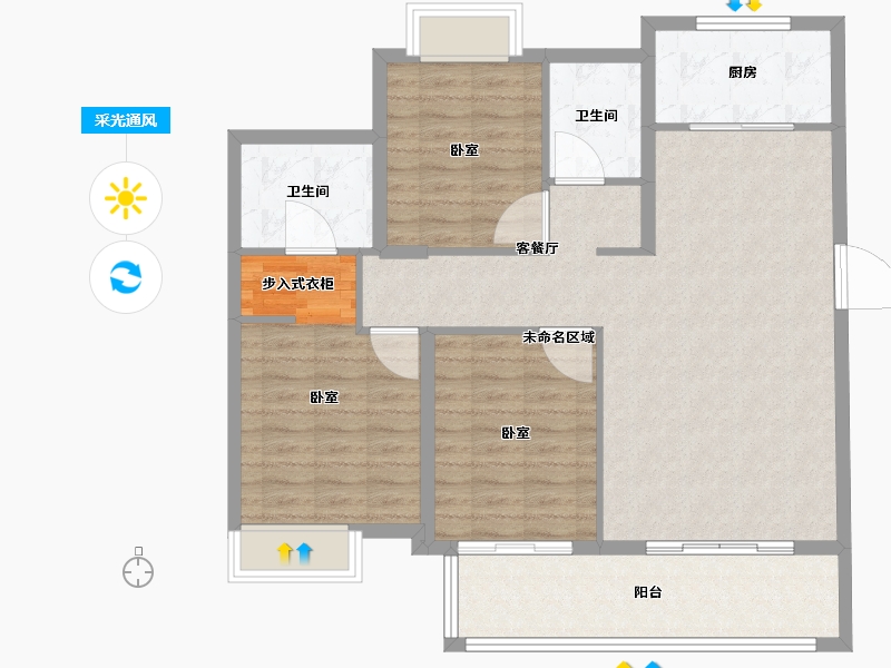 福建省-龙岩市-融创观樾台-102.26-户型库-采光通风