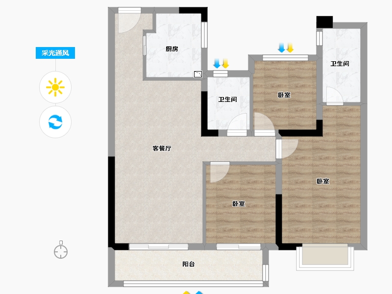 福建省-泉州市-中骏璟峰-84.00-户型库-采光通风