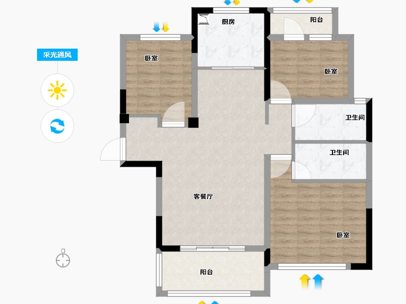 河南省-焦作市-新时代8号院-93.82-户型库-采光通风