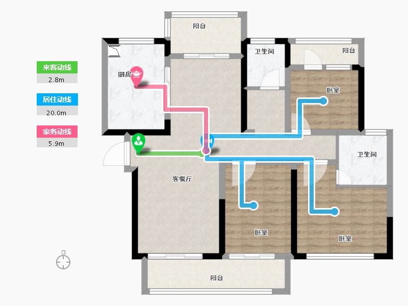 河南省-焦作市-新时代8号院-108.89-户型库-动静线