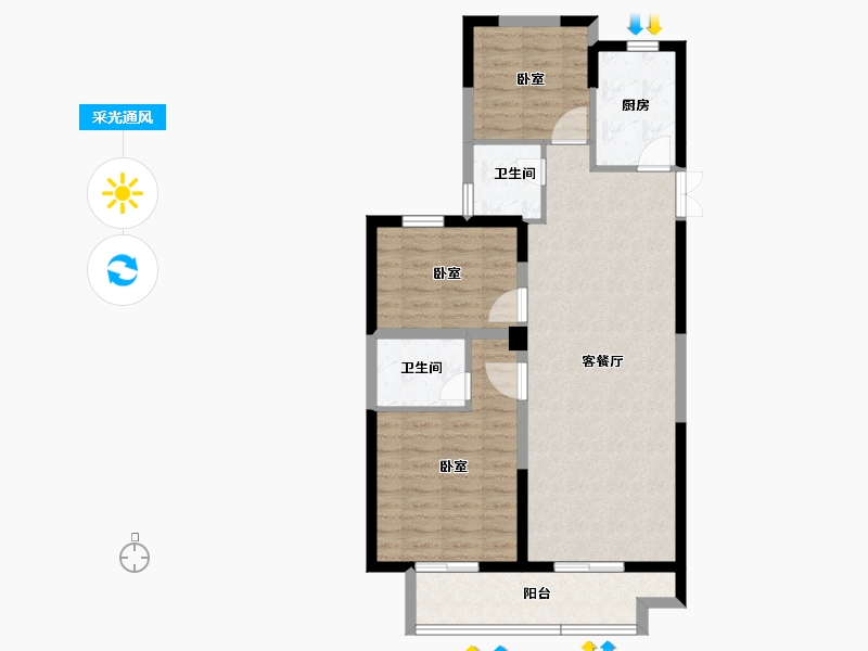 山东省-临沂市-泰鲁C-83.96-户型库-采光通风