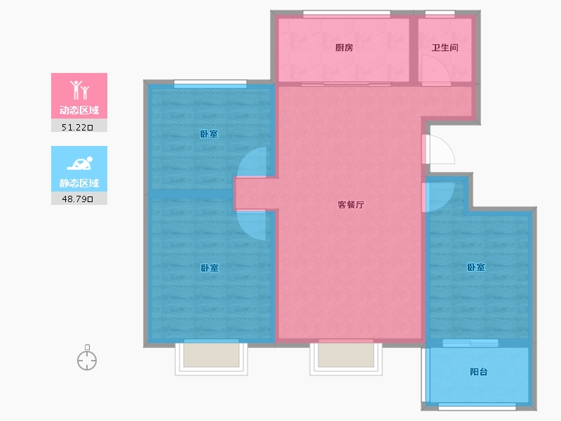 山东省-济宁市-九巨龙青年城3期 华锦苑-90.00-户型库-动静分区