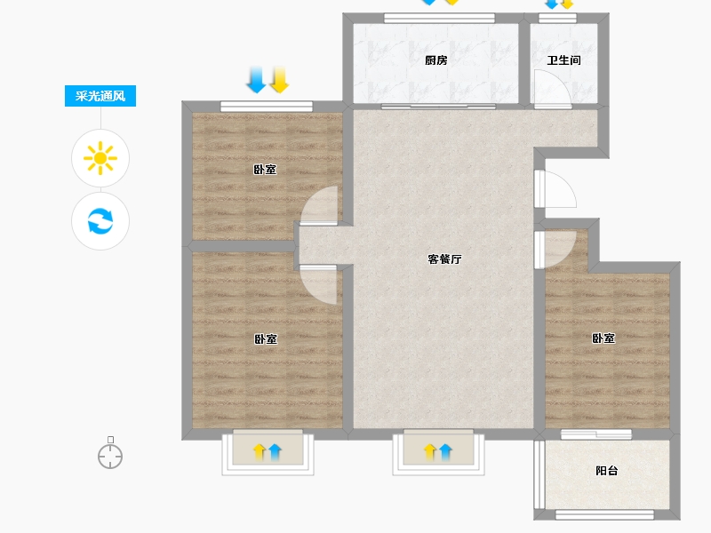 山东省-济宁市-九巨龙青年城3期 华锦苑-90.00-户型库-采光通风