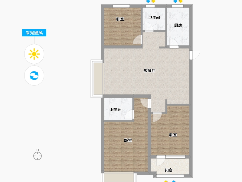 山东省-青岛市-正阳里-84.00-户型库-采光通风