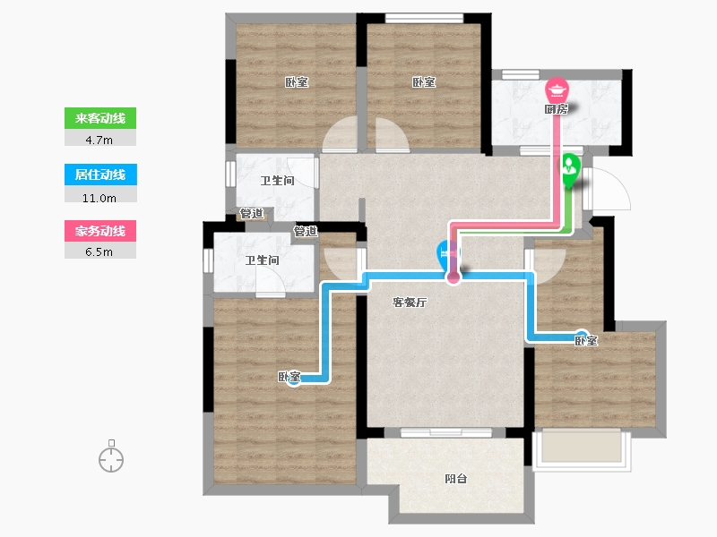 安徽省-合肥市-滨湖正荣府-95.93-户型库-动静线