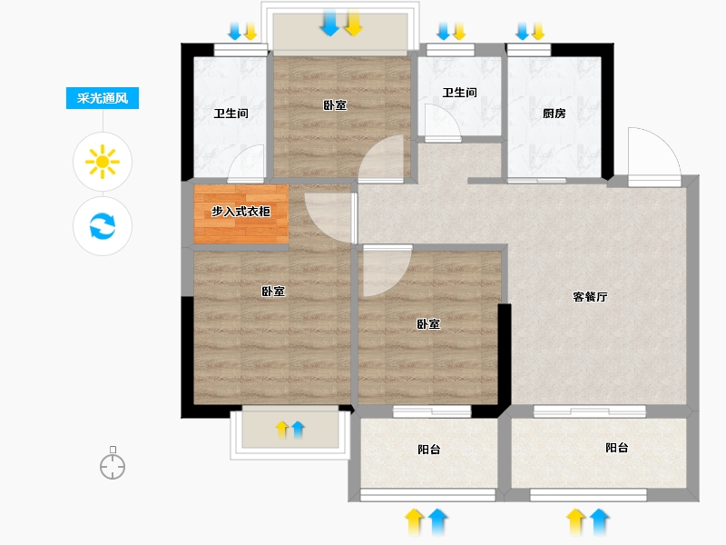 福建省-龙岩市-印象公园里-71.00-户型库-采光通风