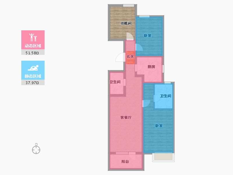 山东省-青岛市-海信都市逸品-88.24-户型库-动静分区