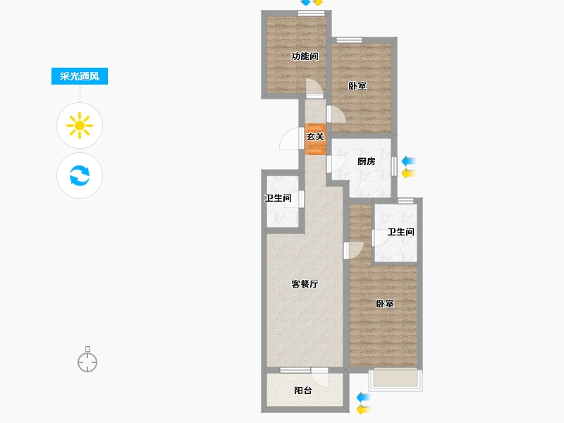 山东省-青岛市-海信都市逸品-88.24-户型库-采光通风