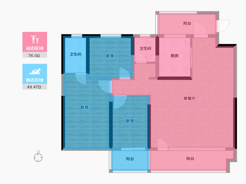 山东省-聊城市-鲁商东阿喜园-111.54-户型库-动静分区