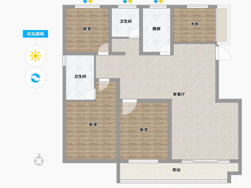 山东省-临沂市-颐龙恒泰二期陶然里-136.03-户型库-采光通风