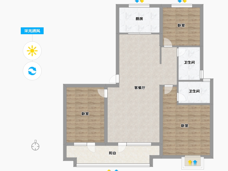 山东省-青岛市-中国铁建海语城-94.99-户型库-采光通风