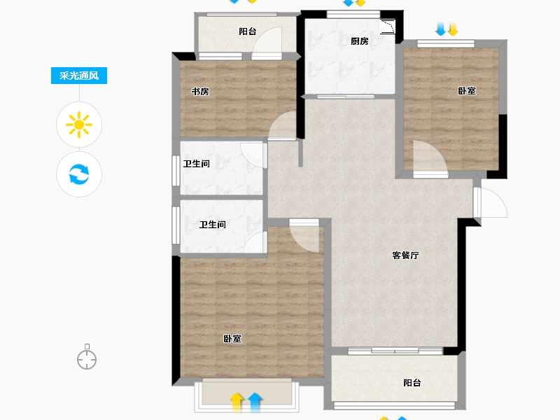 河南省-焦作市-新时代8号院-99.41-户型库-采光通风