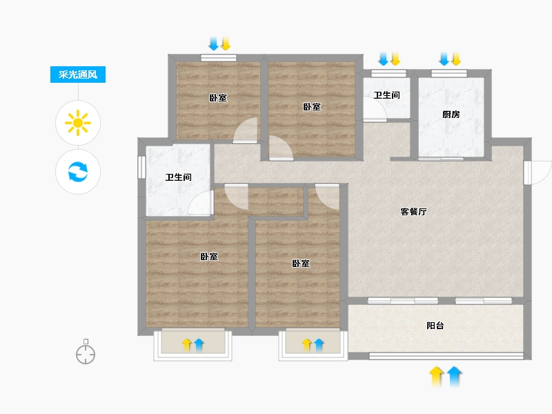 河南省-安阳市-安阳建业桂园东府-97.42-户型库-采光通风