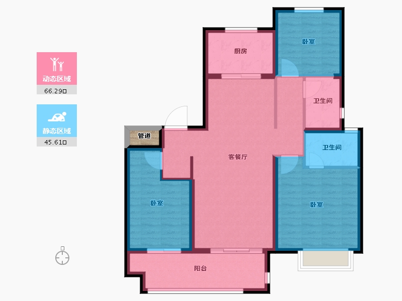 山东省-临沂市-儒辰生态城二期百合兰庭-102.00-户型库-动静分区