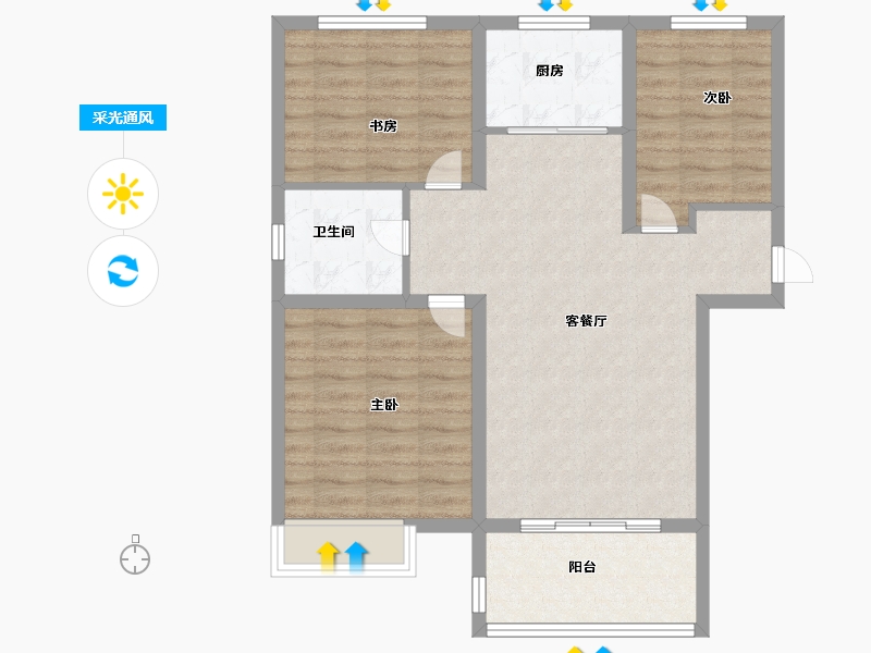 山东省-济南市-卓亚香格里-80.00-户型库-采光通风