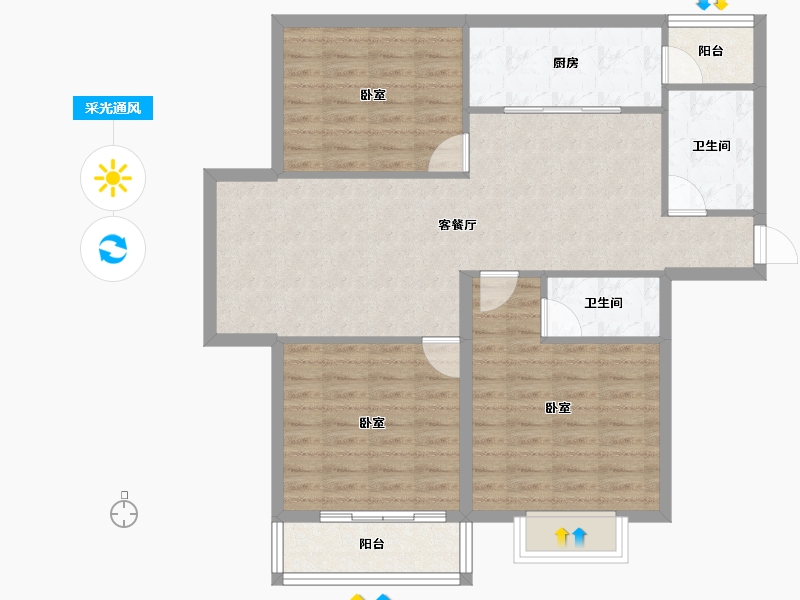 山东省-聊城市-聊城新天地-93.86-户型库-采光通风