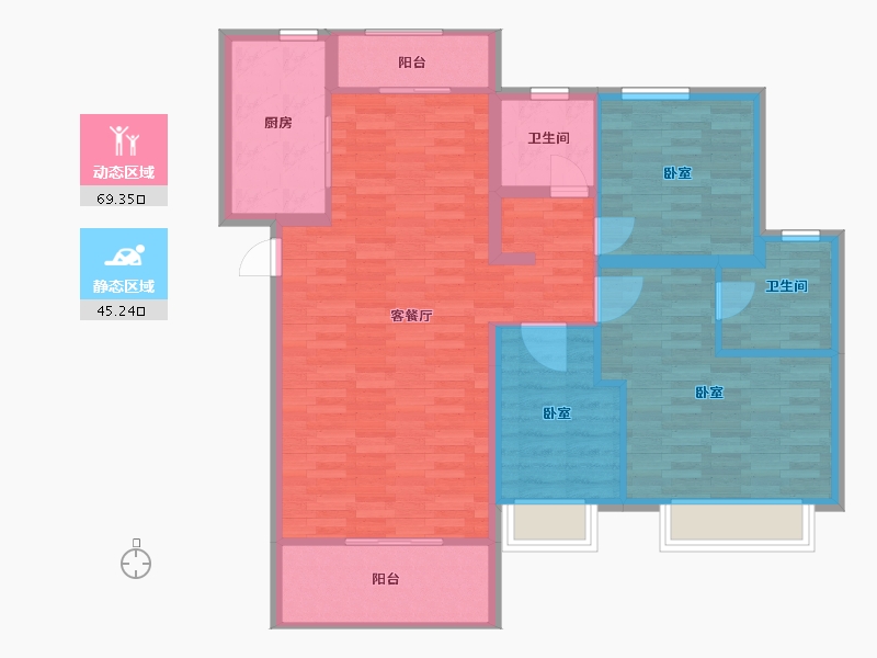 河南省-郑州市-金地滨河风华-103.83-户型库-动静分区