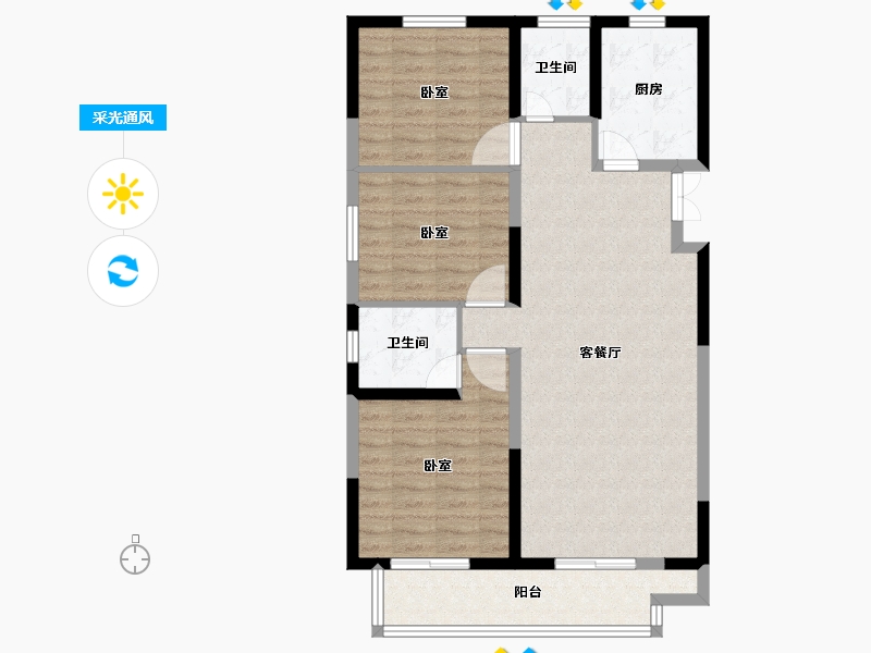 山东省-临沂市-泰鲁C-92.97-户型库-采光通风