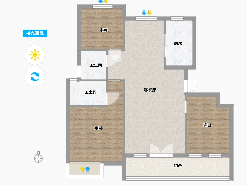 安徽省-蚌埠市-中淮·悦景花园-87.20-户型库-采光通风