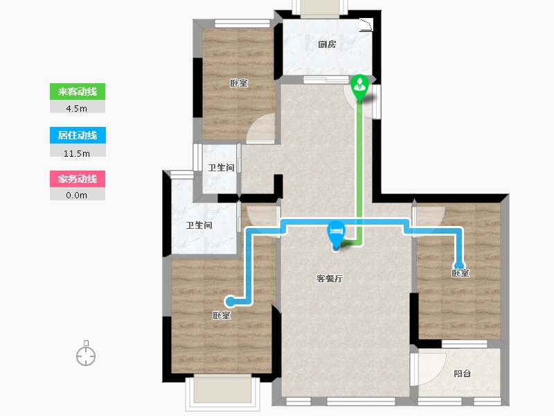 福建省-龙岩市-厦鑫·博览佰院-71.00-户型库-动静线