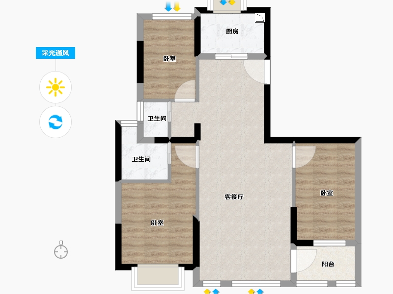 福建省-龙岩市-厦鑫·博览佰院-71.00-户型库-采光通风