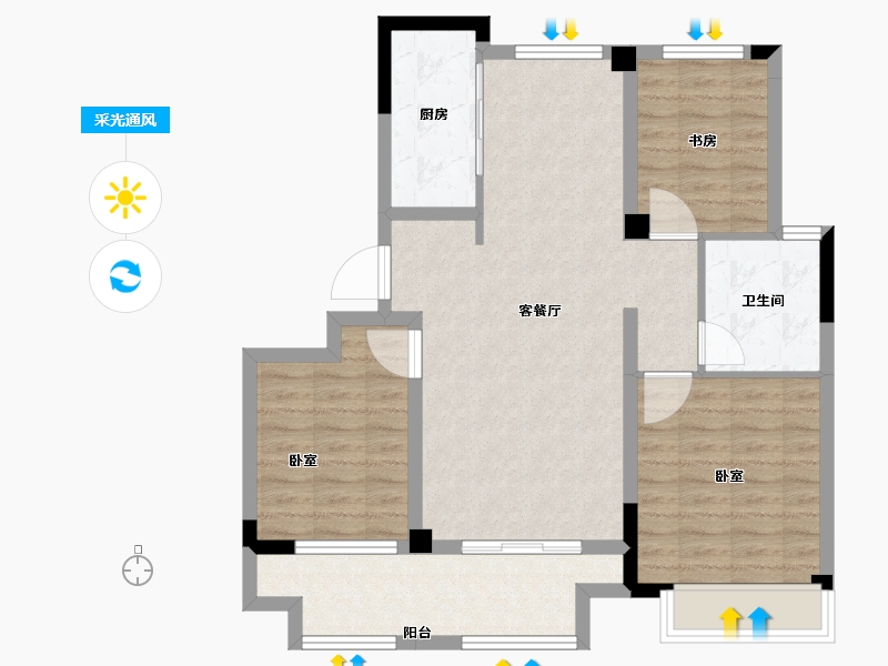 山东省-枣庄市-东南悦湖-84.47-户型库-采光通风