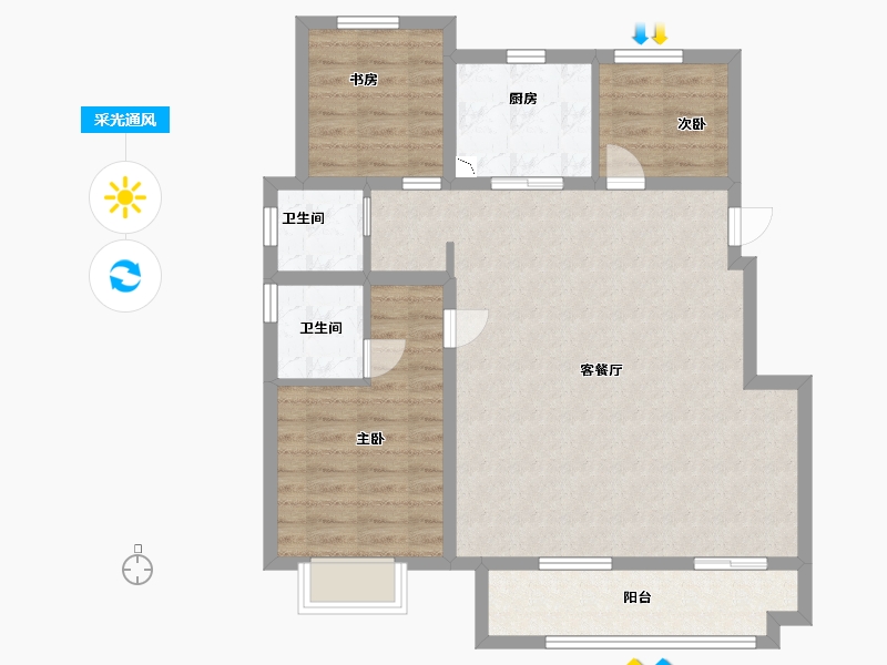 安徽省-蚌埠市-孔雀城时代北宸-89.40-户型库-采光通风