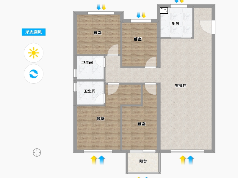 福建省-泉州市-中骏璟峰-100.00-户型库-采光通风