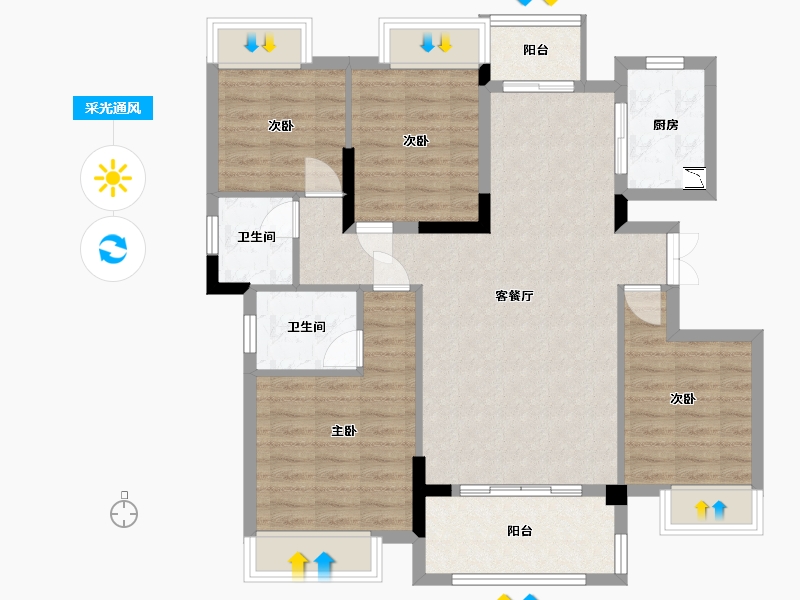 江西省-赣州市-祥光·书香府-95.50-户型库-采光通风