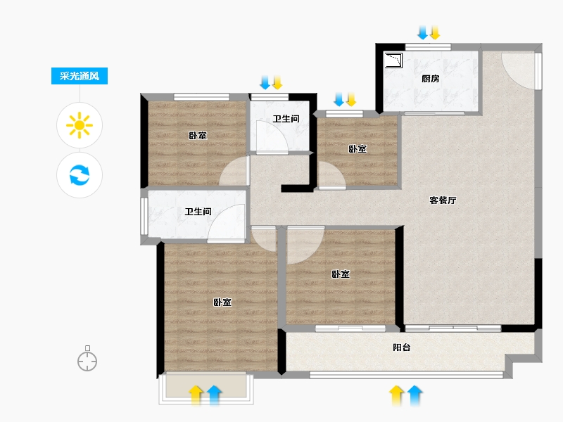 河南省-开封市-奥园·珺樾府-110.00-户型库-采光通风