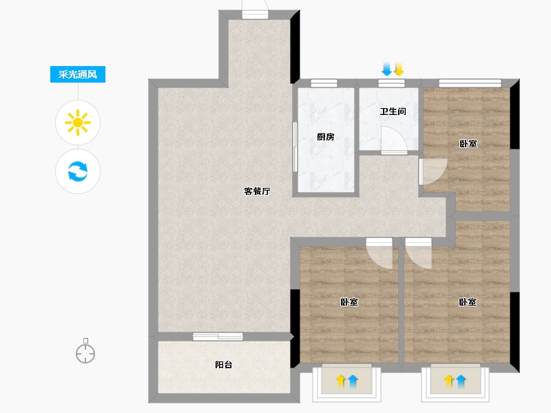 河南省-郑州市-兴港和昌云著-78.00-户型库-采光通风