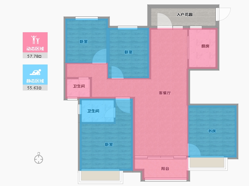 河南省-郑州市-碧源郑北瑞园-108.91-户型库-动静分区