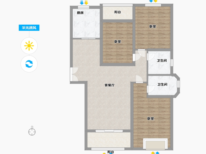 河南省-郑州市-兴达密登堡-99.23-户型库-采光通风