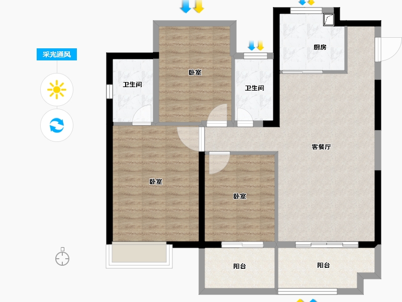 安徽省-合肥市-高速时代首府-98.81-户型库-采光通风