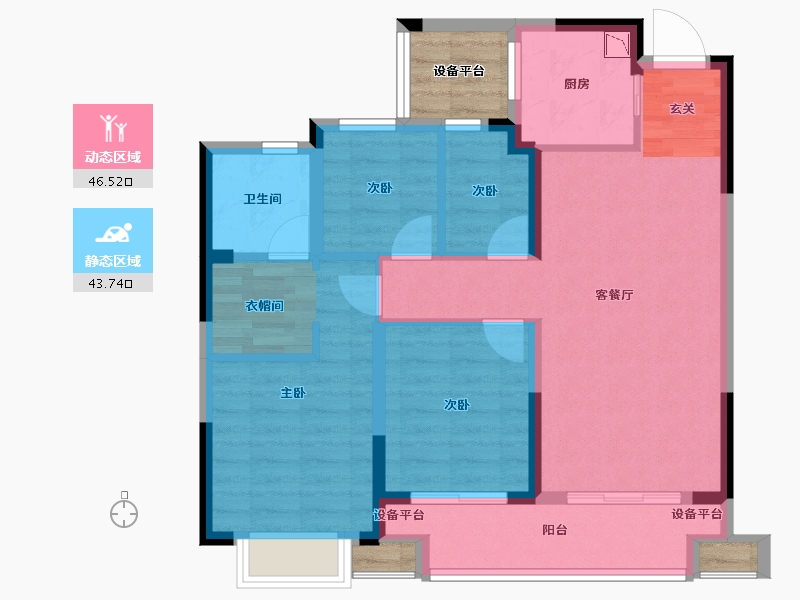 浙江省-台州市-悦景园-84.74-户型库-动静分区