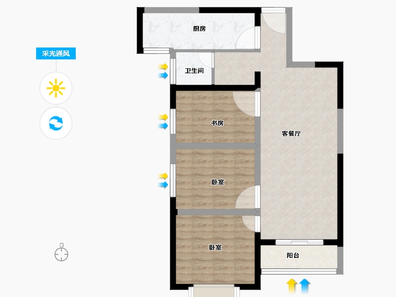 河南省-新乡市-禹洲嘉誉公元-77.57-户型库-采光通风