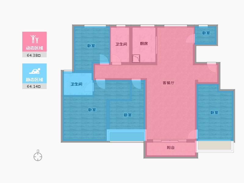 河南省-郑州市-融创城开瓏府-114.00-户型库-动静分区