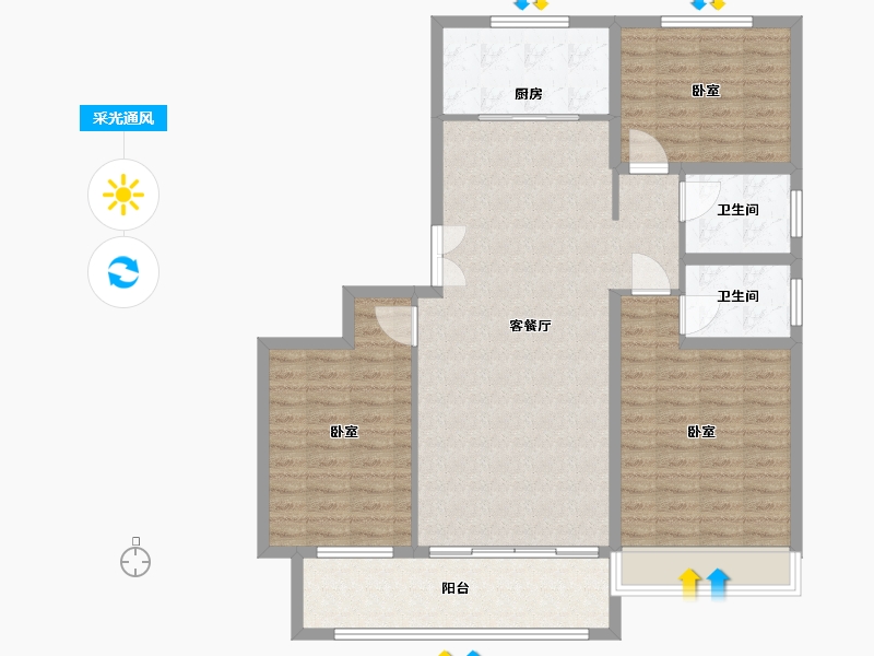 山东省-聊城市-壹号院-112.69-户型库-采光通风