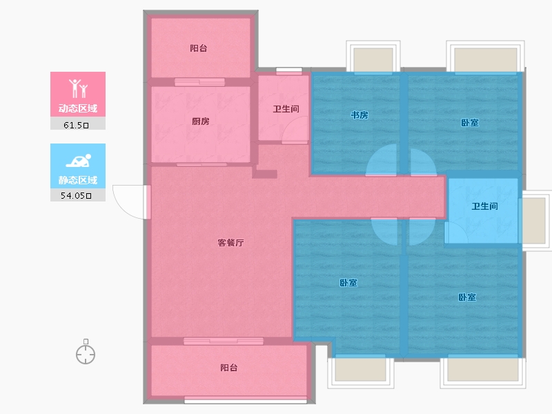 福建省-龙岩市-印象公园里-104.00-户型库-动静分区