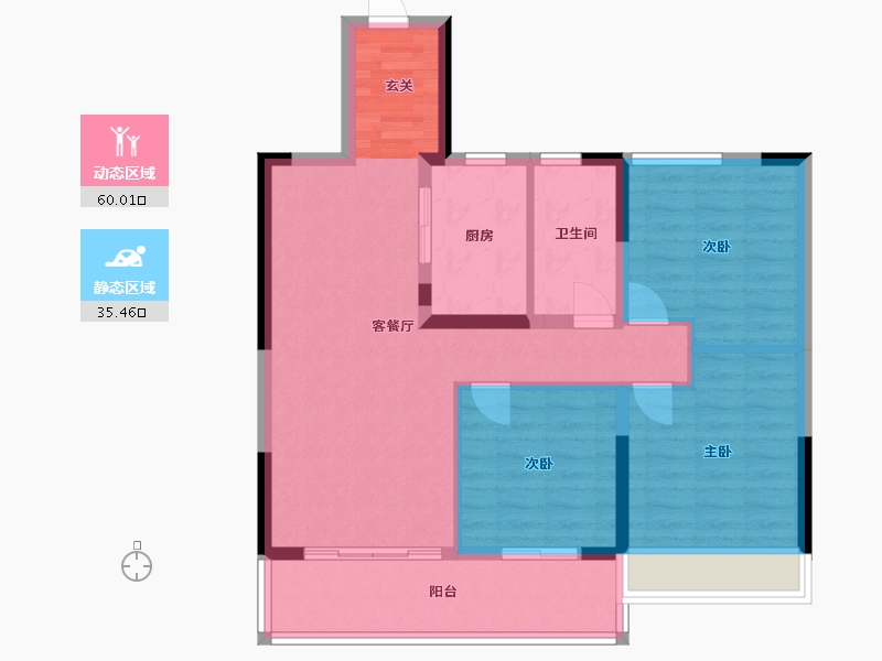 安徽省-蚌埠市-碧桂园·星河岚湾-85.60-户型库-动静分区