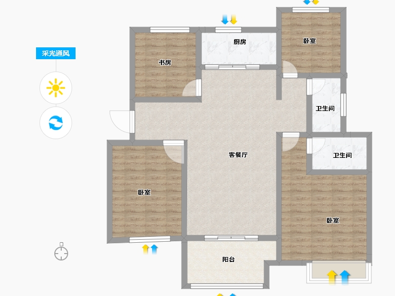 河南省-新乡市-绿都温莎城邦-110.42-户型库-采光通风