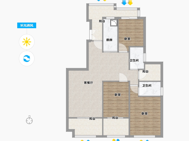 安徽省-合肥市-恒大悦龙台-106.00-户型库-采光通风