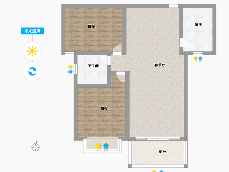 河南省-洛阳市-龙裕·理学新城-76.49-户型库-采光通风